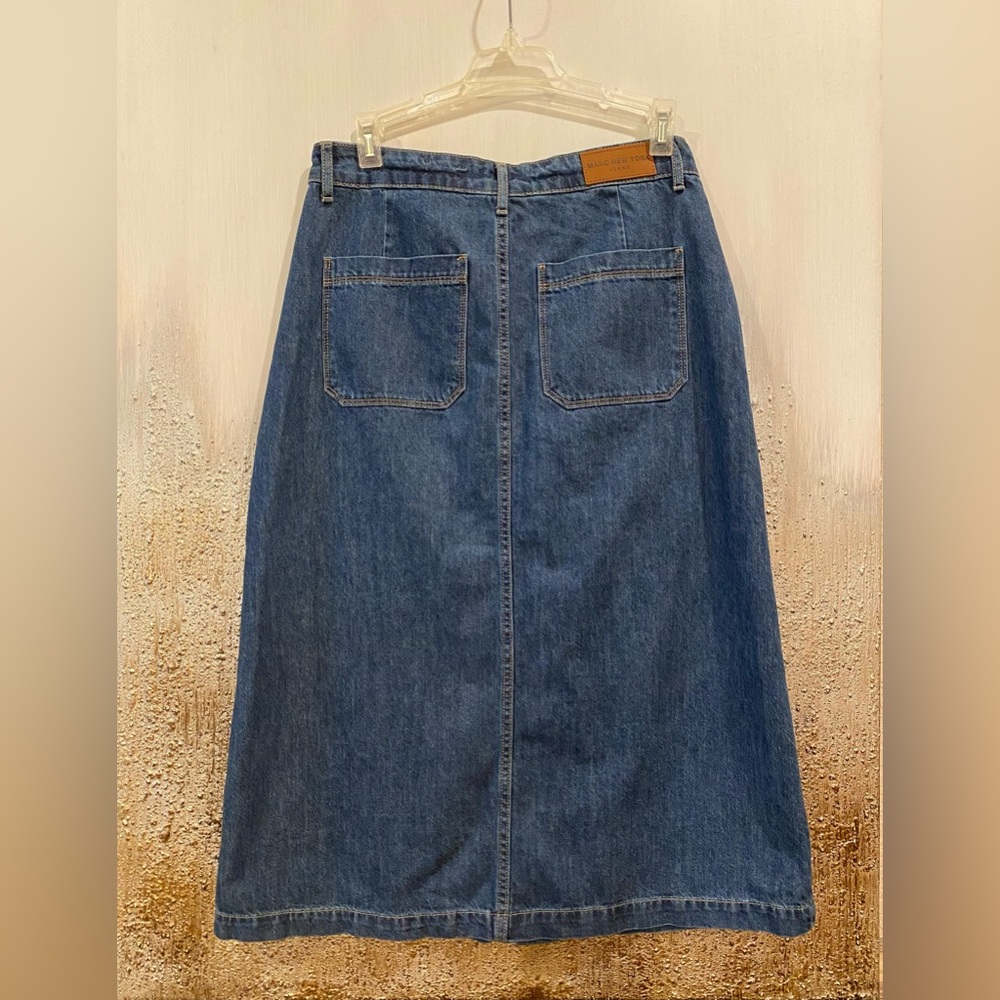 Marc New York Jeans Blue Denim Button Front Midi Skirt Like New - Size 6 - Picture 5 of 12
